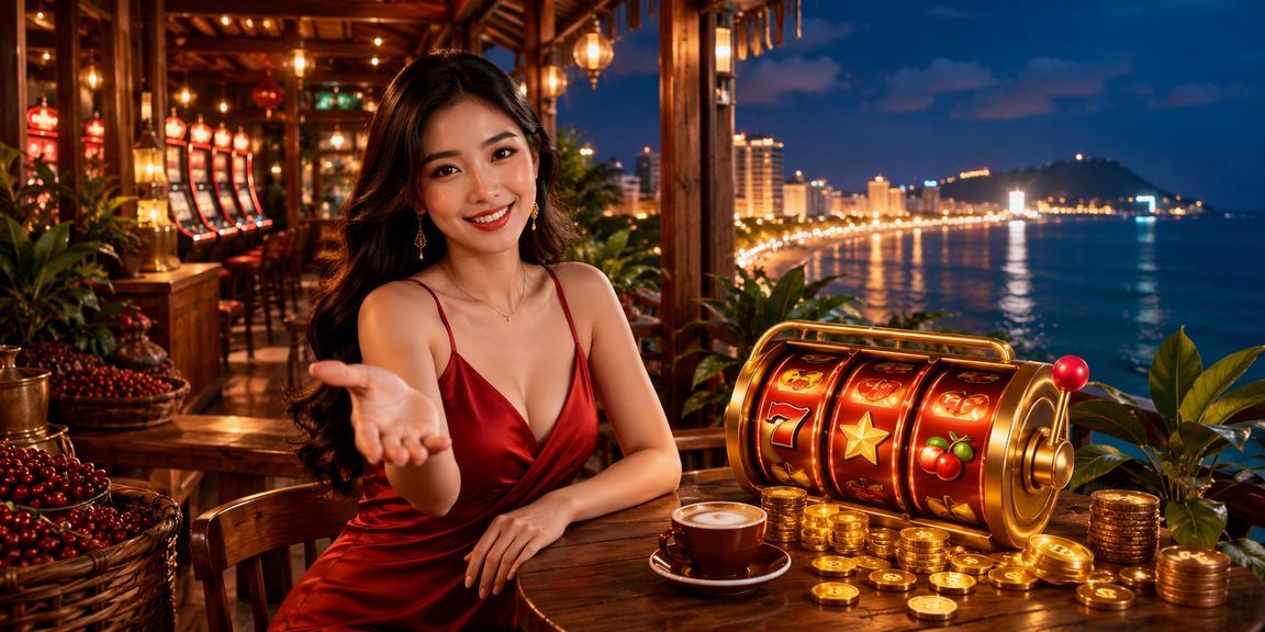 Người dùng Vũng Tàu chơi slot game khi uống cà phê buổi sáng